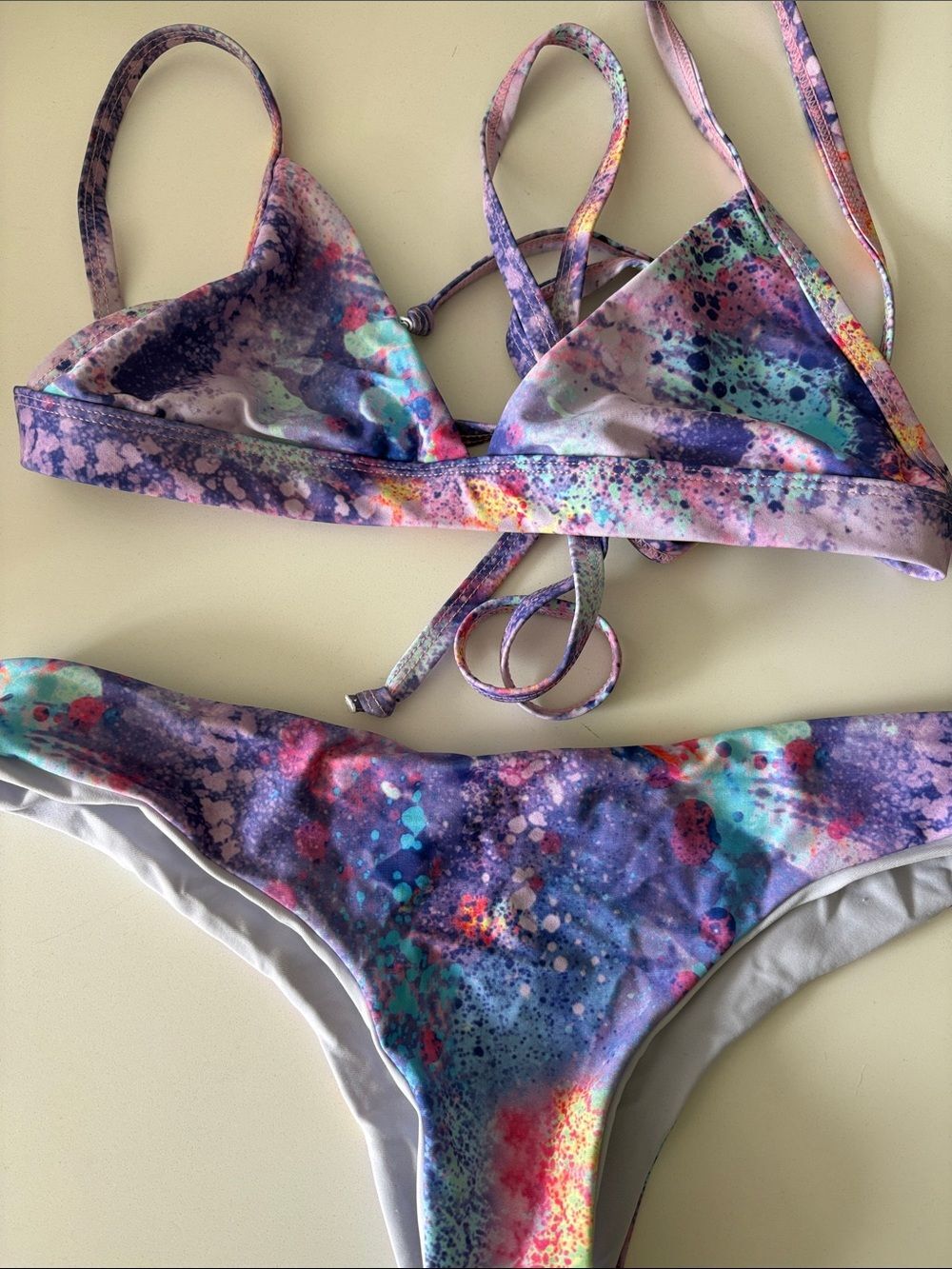 Kulani Kinis Purple Pink Blue Splash Print Bikini